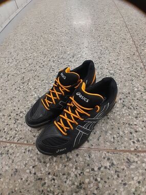 ASICS Black Athletic Sneakers with Orange Accents